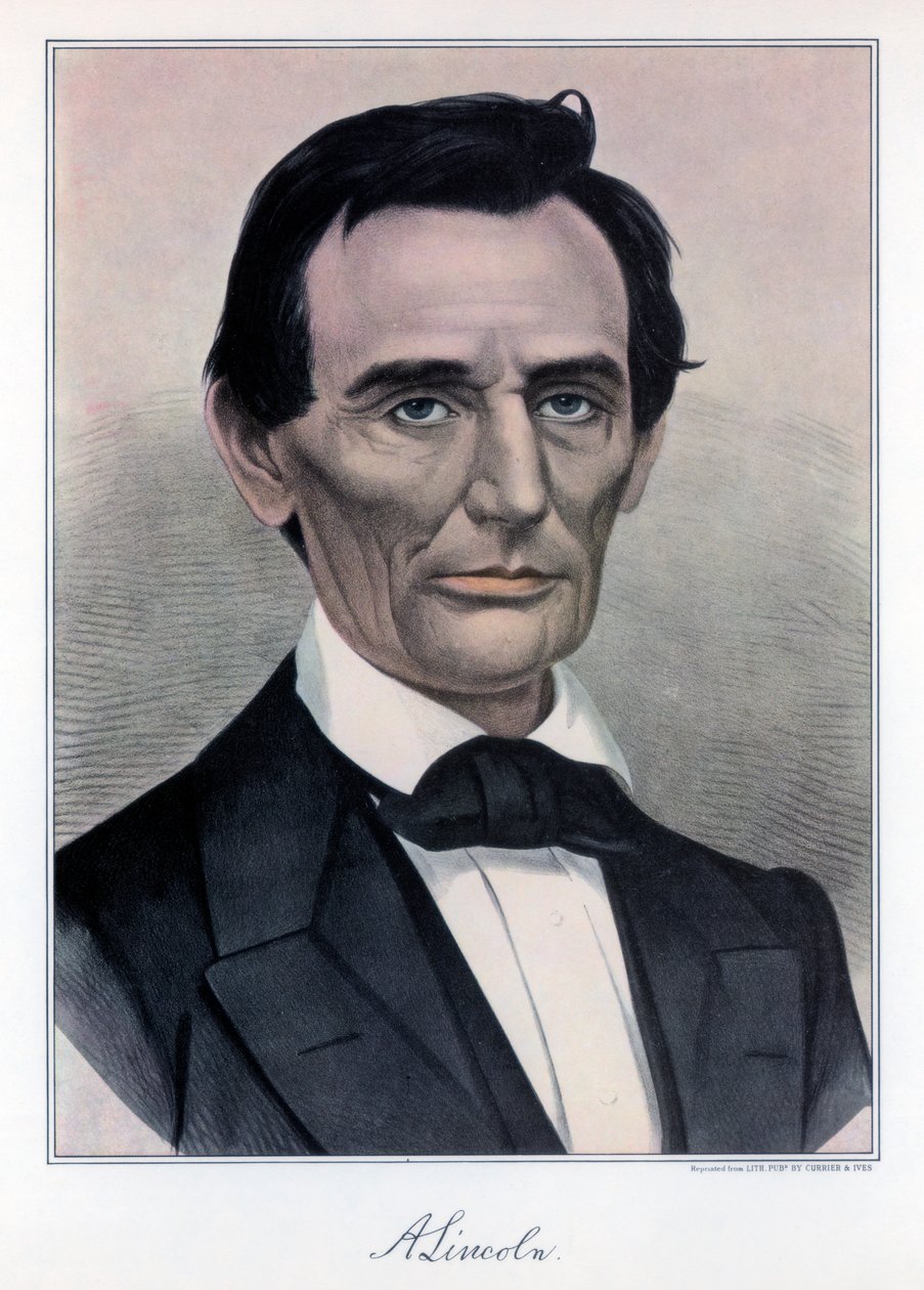 Abraham Lincoln, Yhdysvaltojen kuudestoista presidentti, 1800-luku. tekijältä Currier and Ives
