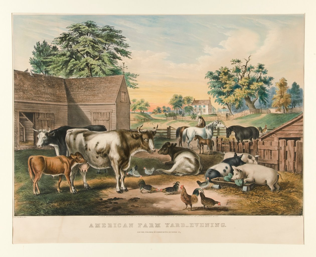 American Farm Yard - ilta tekijältä Currier and Ives