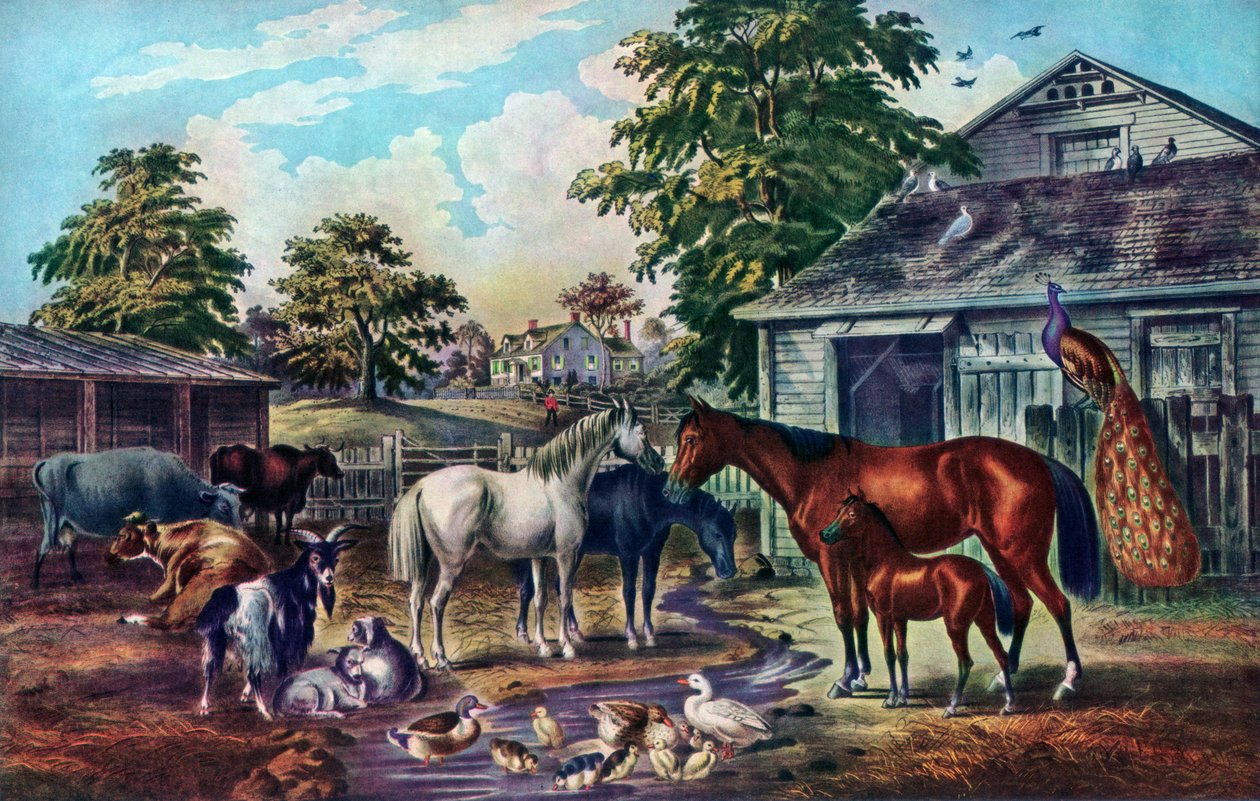 American Farm Yard in the Morning, 1857 tekijältä Currier and Ives