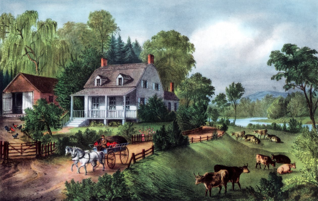 American Homestead kesällä, 1868 tekijältä Currier and Ives