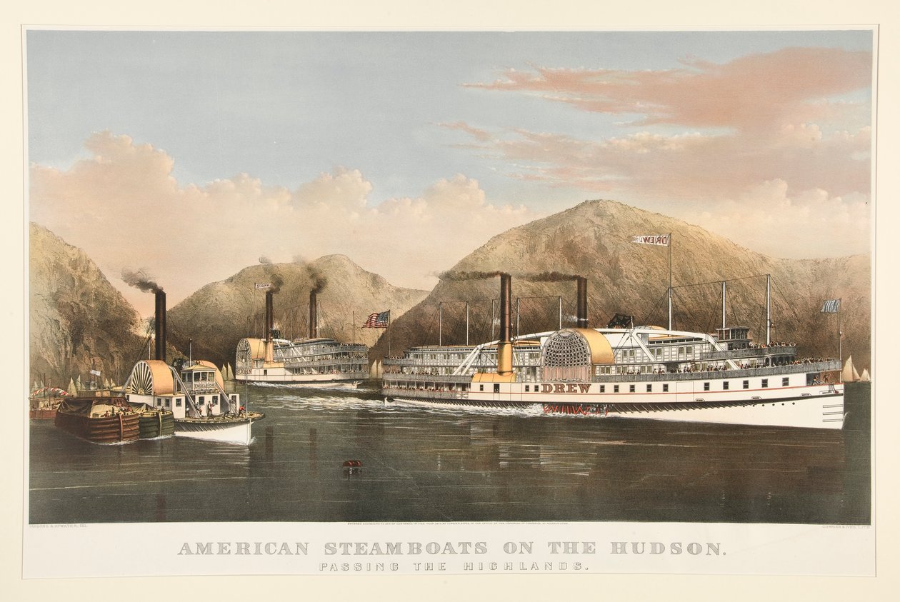 American Steamboats on Hudson tekijältä Currier and Ives