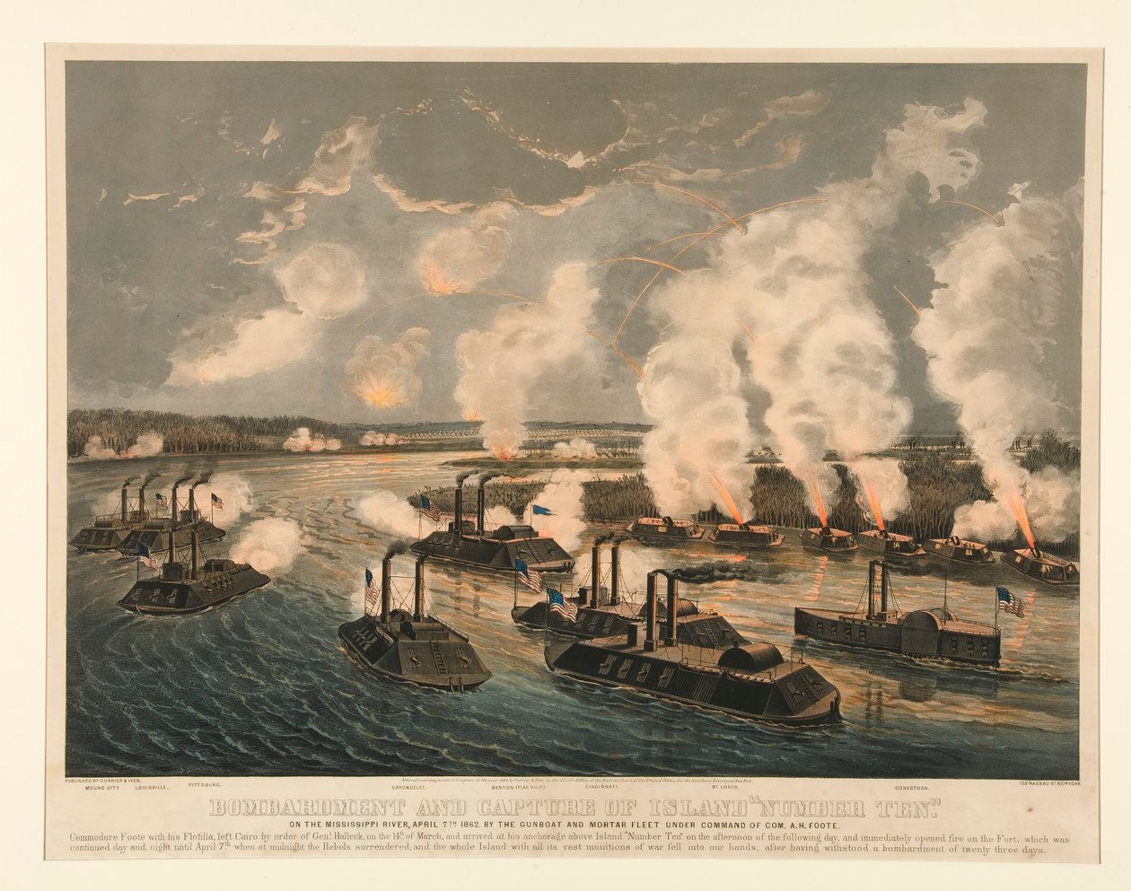 Pommitukset ja saaren valloitus tekijältä Currier and Ives