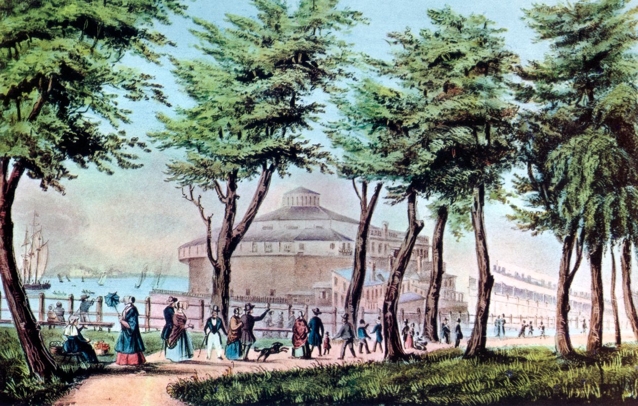 Castle Garden from the Battery, New York, 1848 tekijältä Currier and Ives