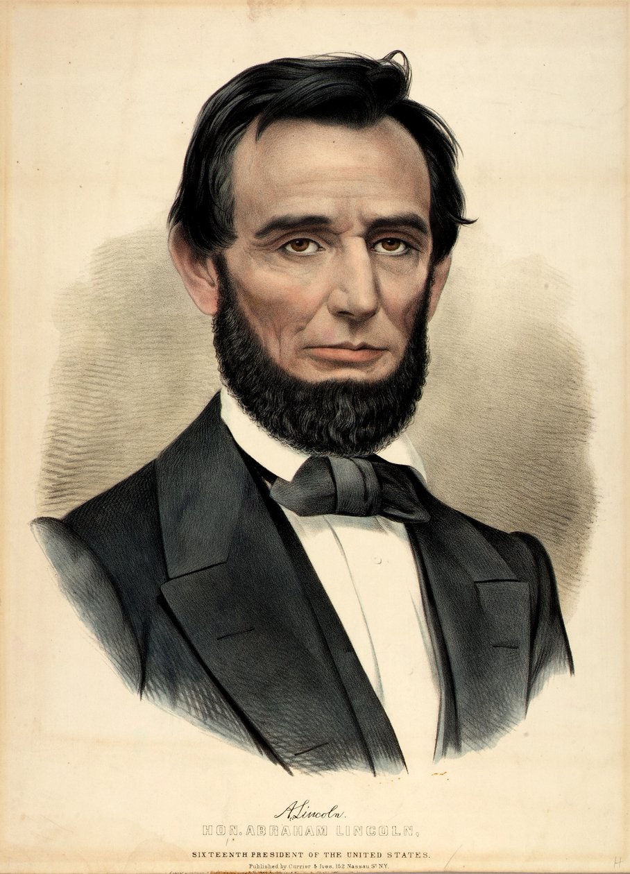 Kunnianarvoisa Abraham Lincoln, 16. presidentti tekijältä Currier and Ives