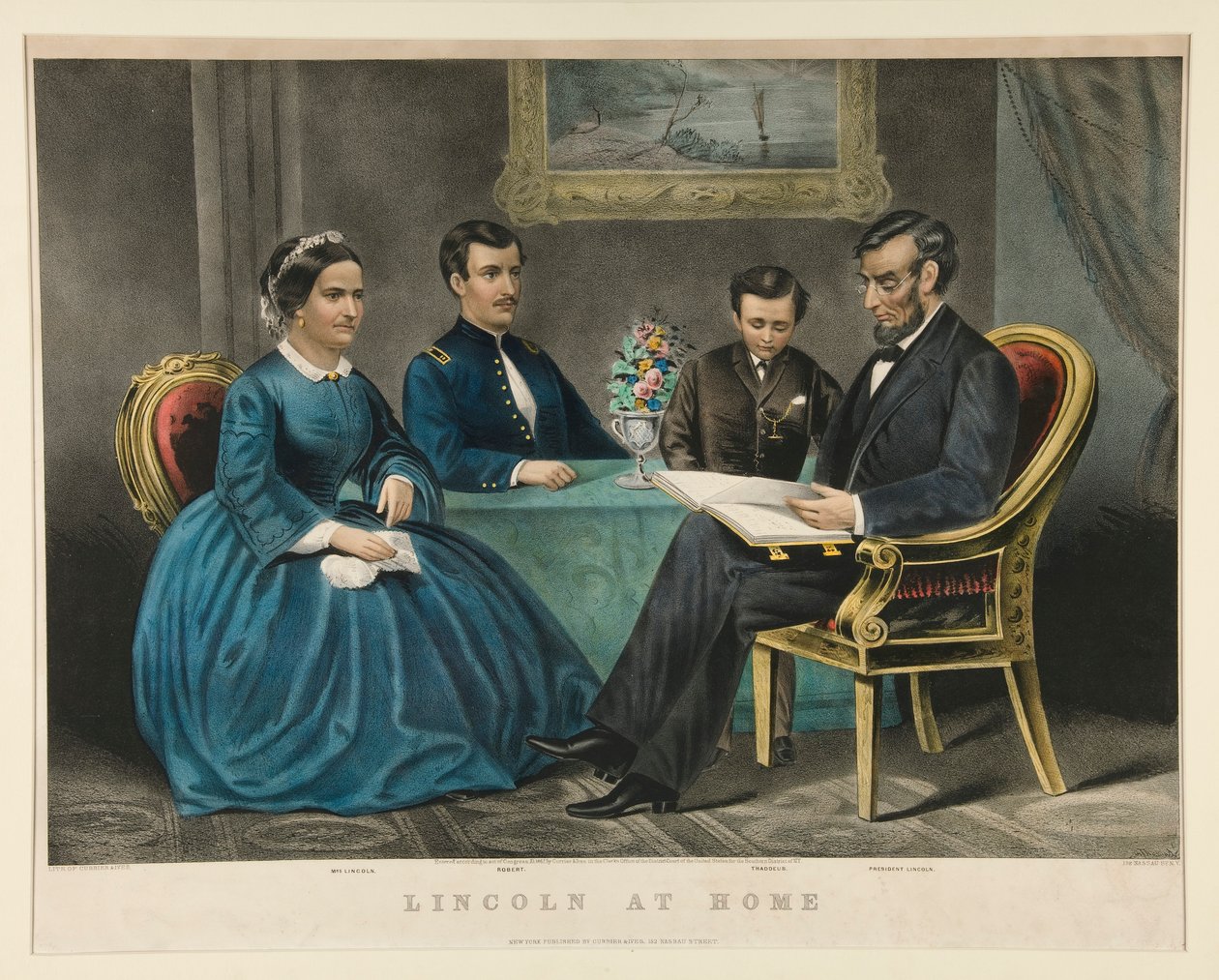 Lincoln kotona tekijältä Currier and Ives