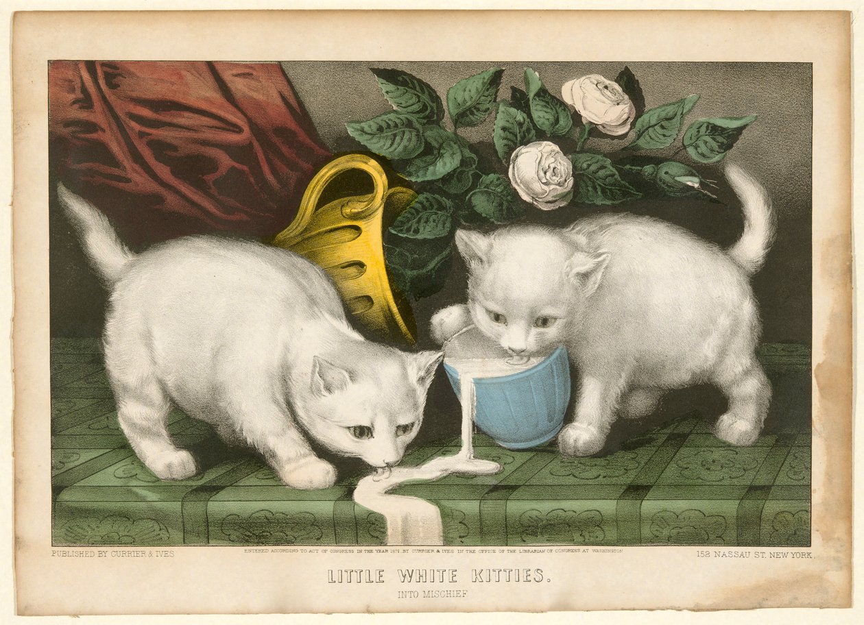 Pienet valkoiset kissat pahaan tekijältä Currier and Ives