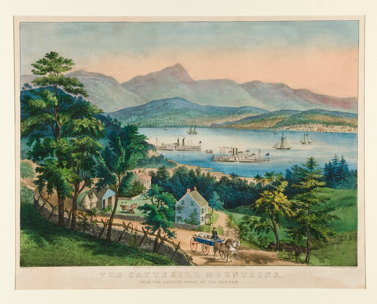 Catskill-vuoret Hudsonin itärannalta tekijältä Currier and Ives