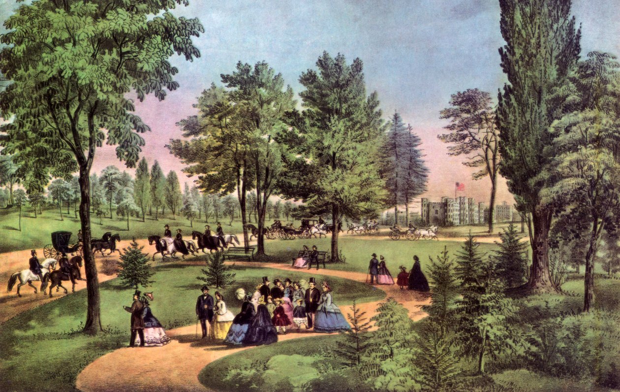The Drive, Central Park, 1862. tekijältä Currier and Ives