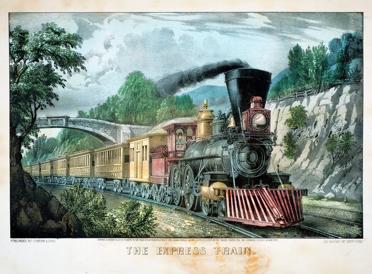 Express Train, USA, 1870 tekijältä Currier and Ives