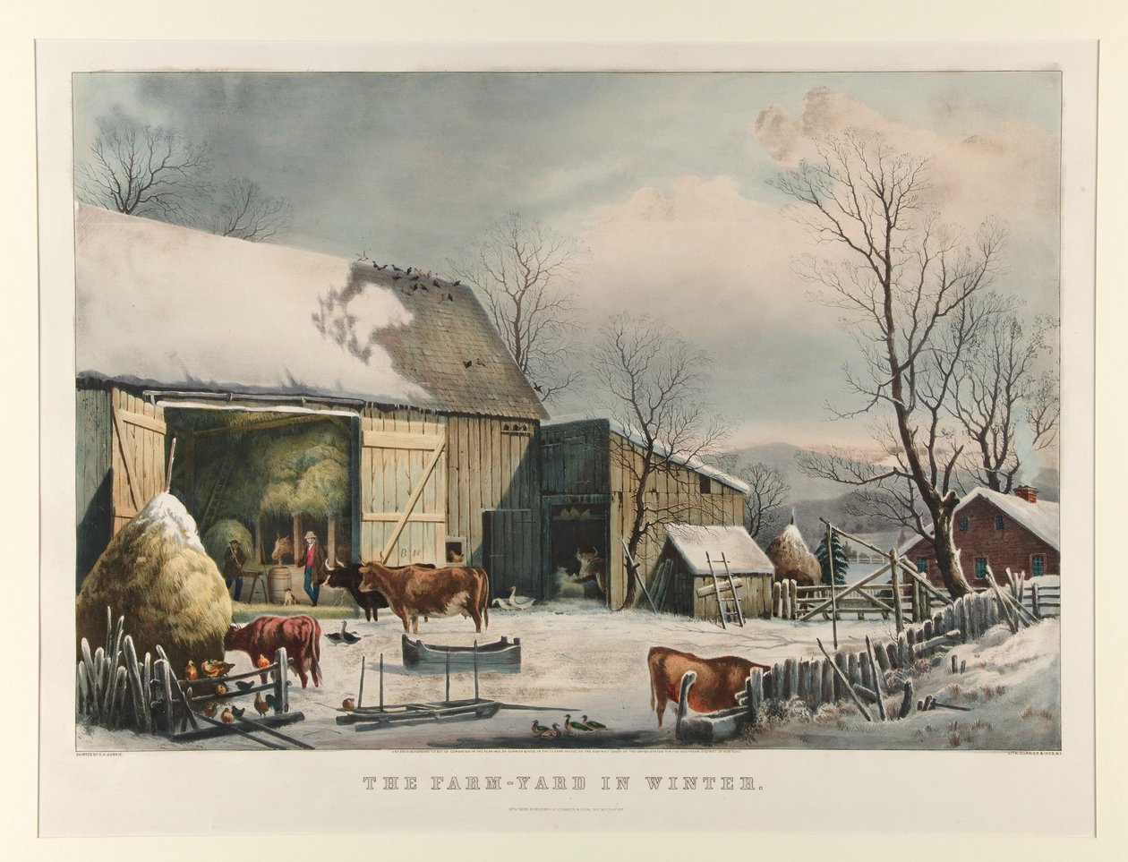 Maatila talvella tekijältä Currier and Ives
