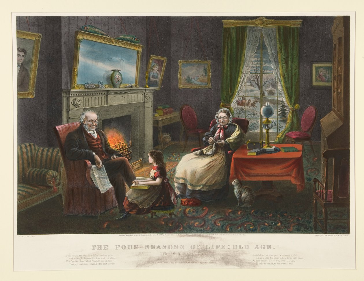 Elämän neljä vuodenaikaa. - Vanhuus tekijältä Currier and Ives