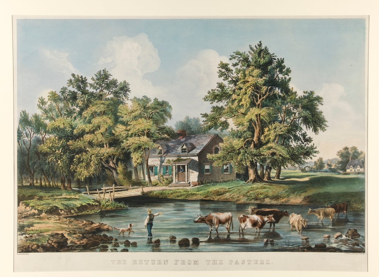 Paluu laitumelta tekijältä Currier and Ives