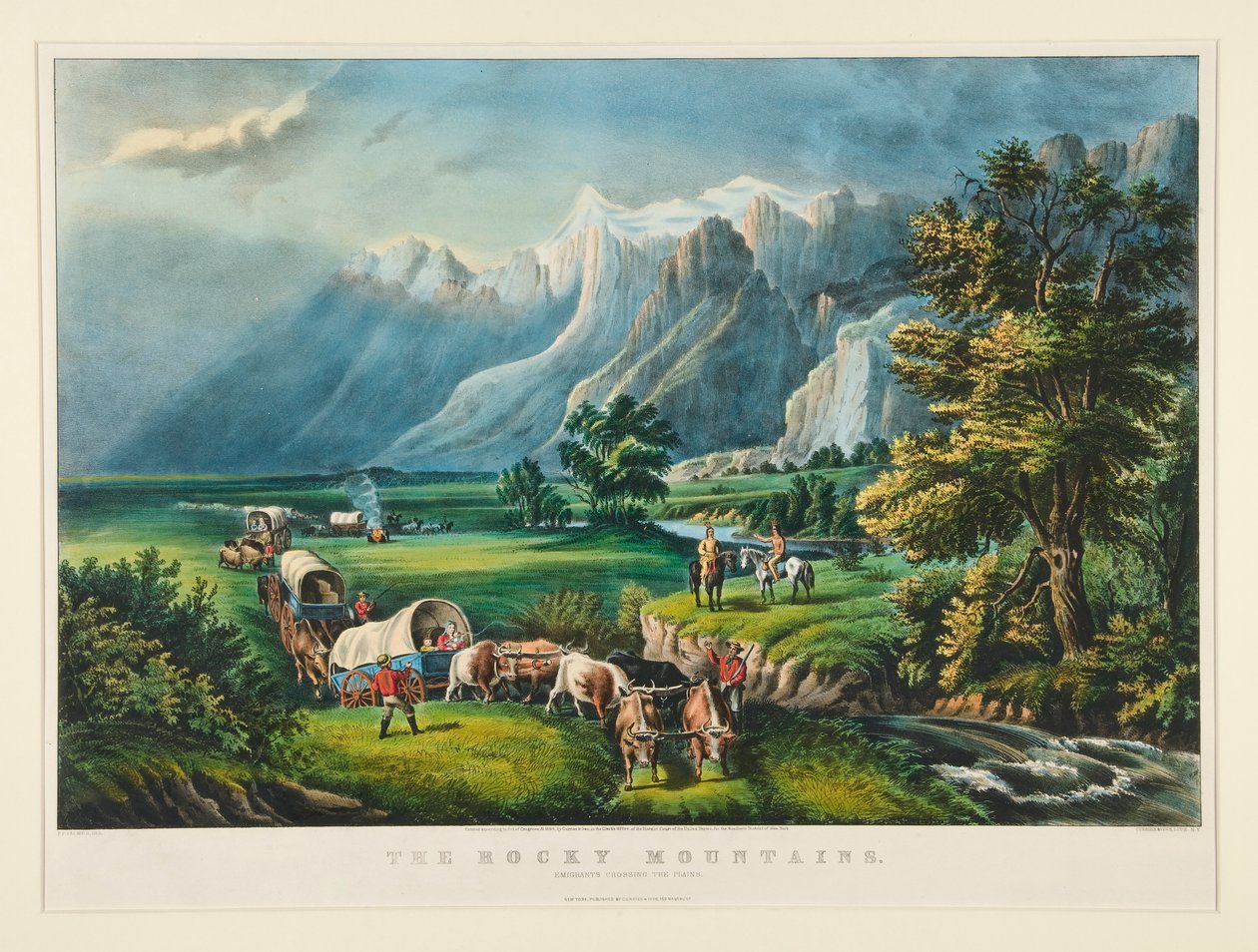 Kalliovuoret / Emigrants Crossing the Plains tekijältä Currier and Ives