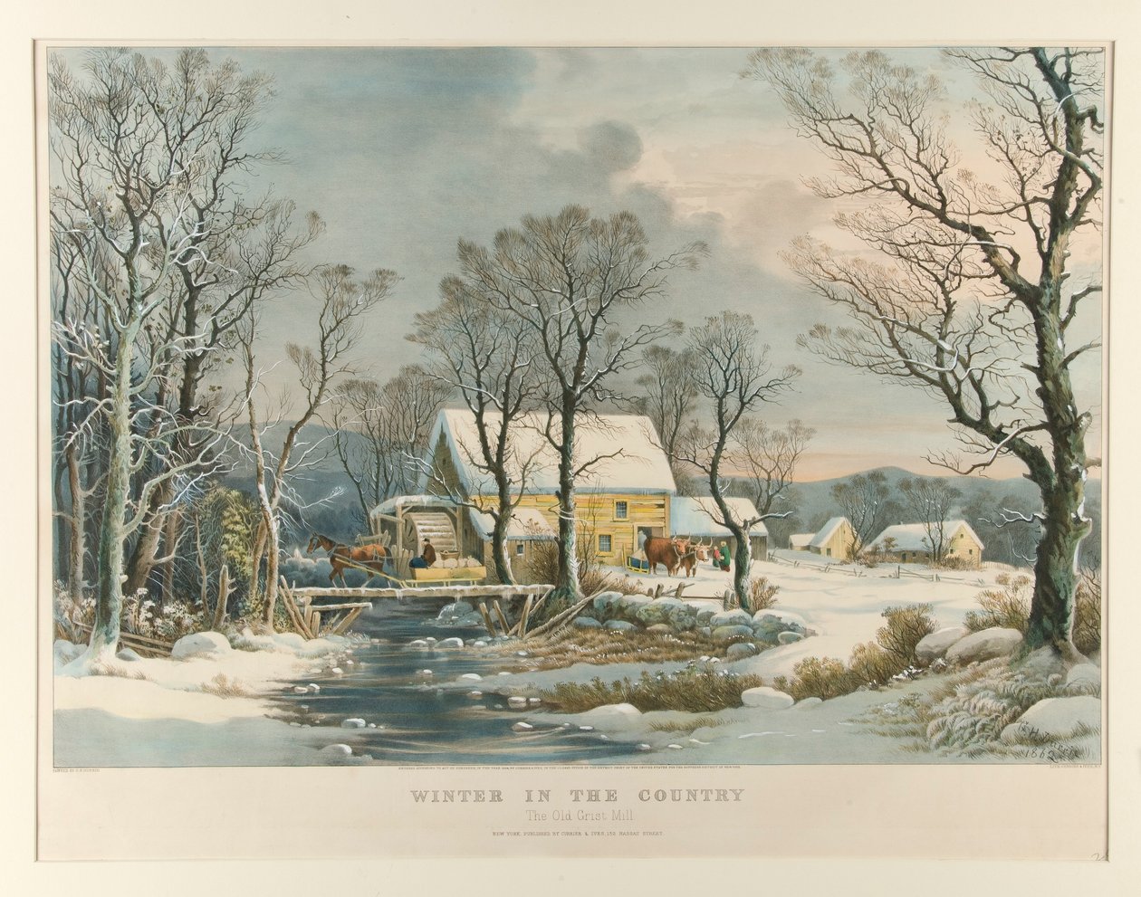 Talvi maalla, Old Grist Mill tekijältä Currier and Ives