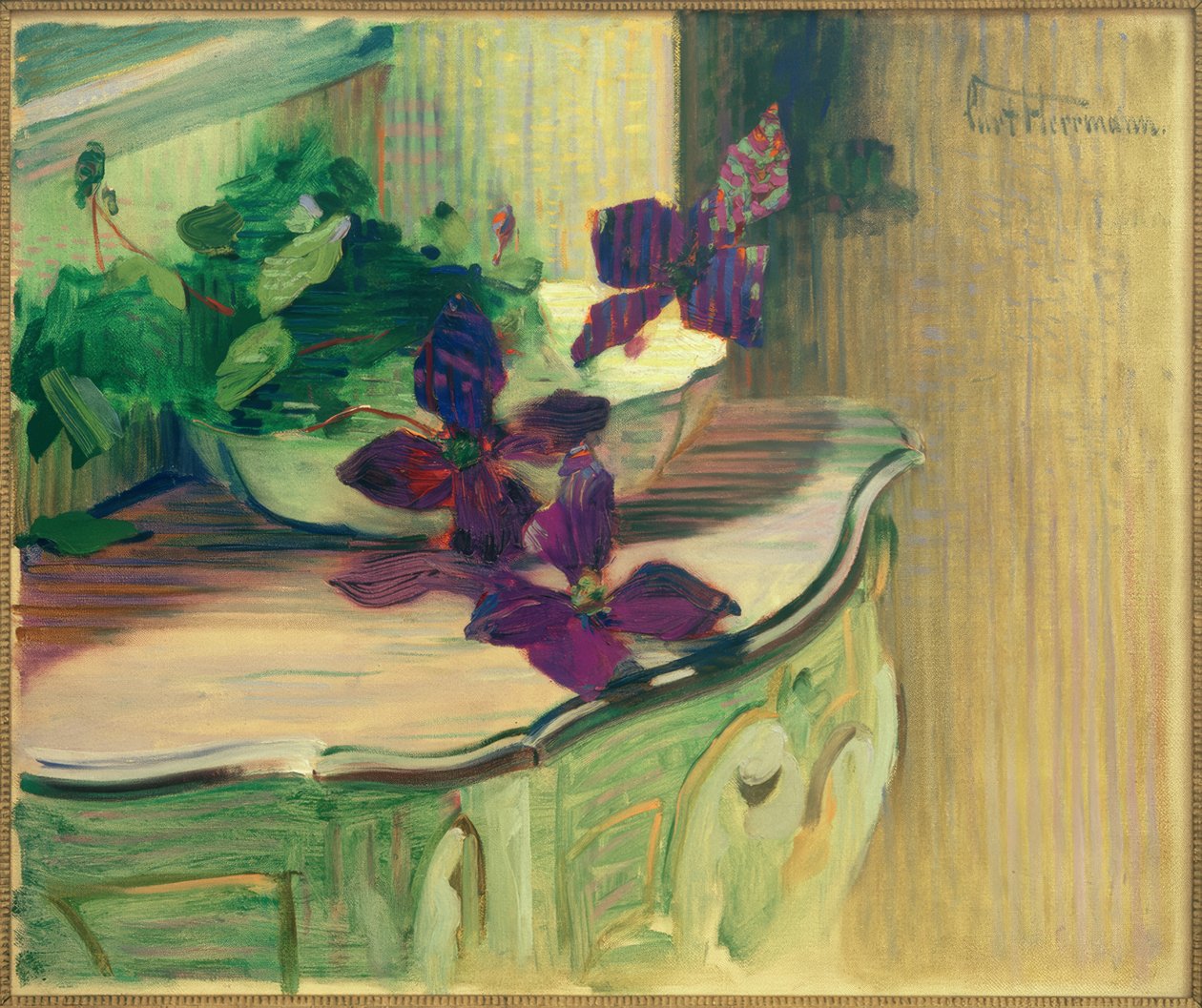 Stillleben mit Clematis auf Rokoko-Konsoltisch tekijältä Curt Herrmann