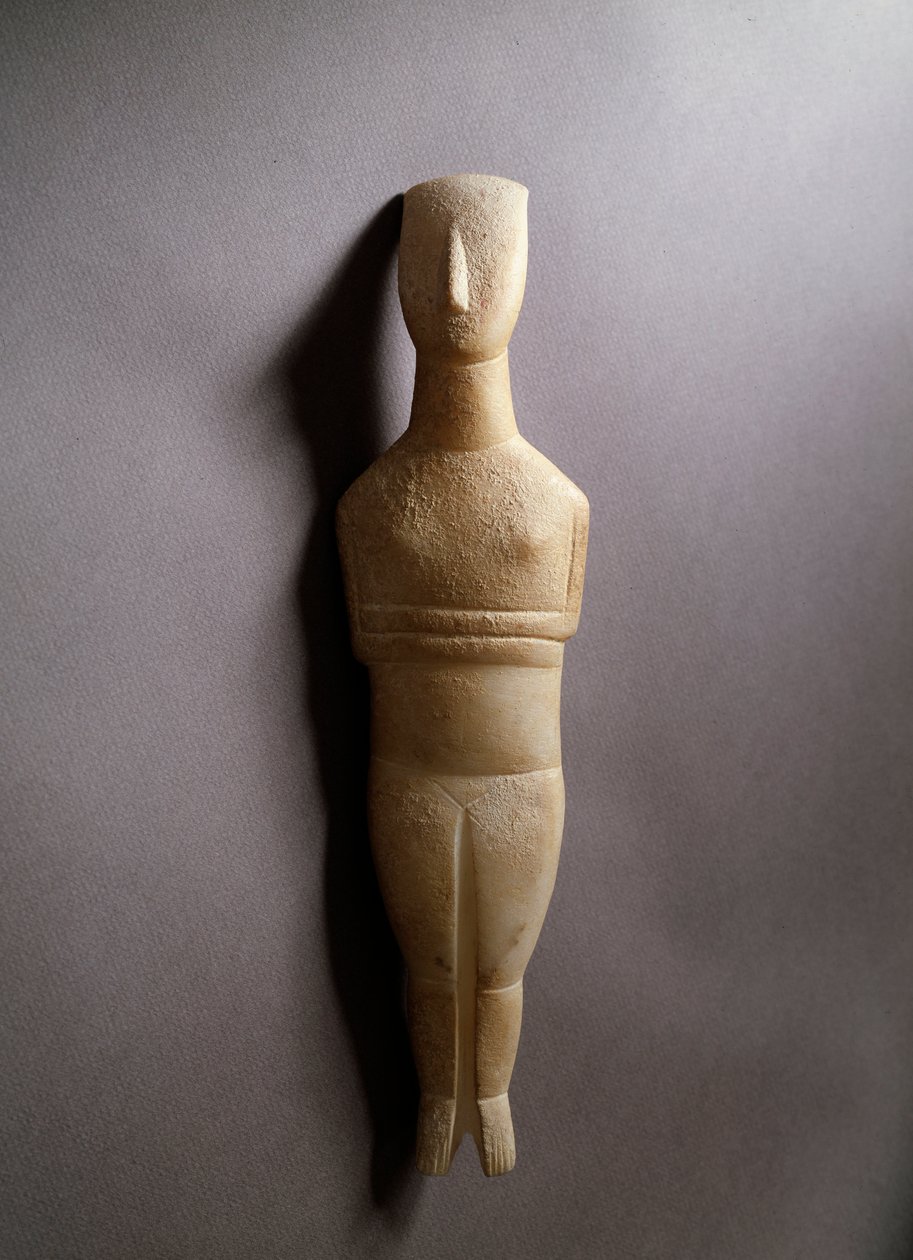 Kaaviomainen naishahmo, valkoinen marmori okralla, 3200-2000 eKr. tekijältä Cycladic Cycladic