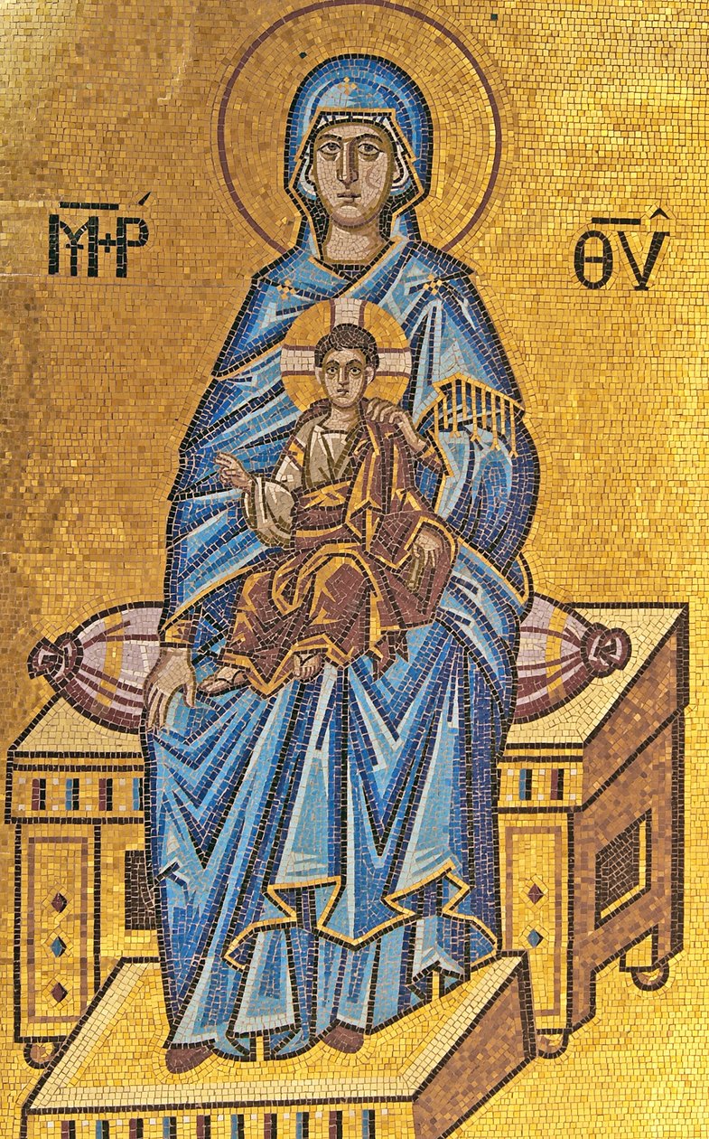 Madonna ja lapsi, Kykkon luostari, Troodos, Kypros (mosaiikki) tekijältä Cypriot