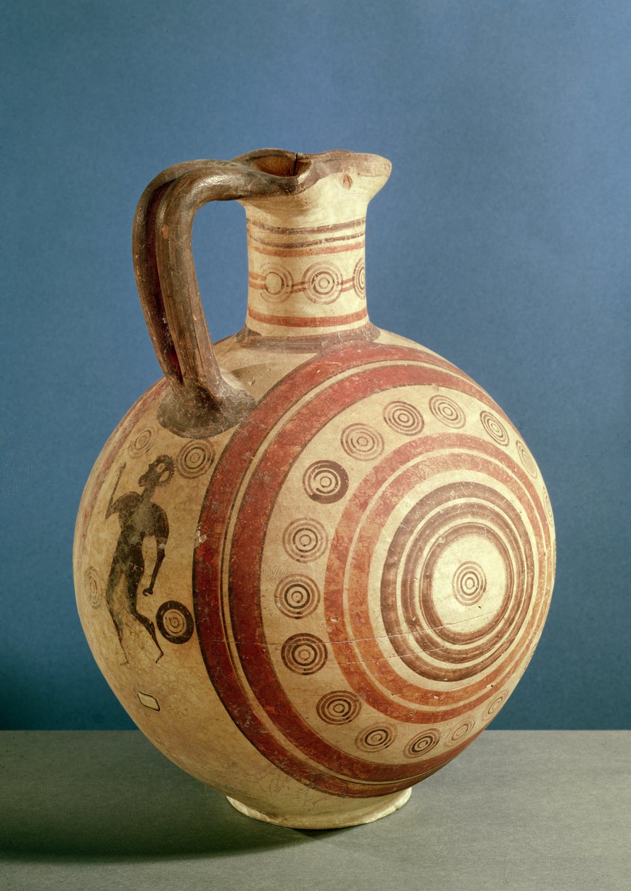 Oinochoe koristeltu keskittyneillä ympyröillä (keramiikka) tekijältä Cypriot