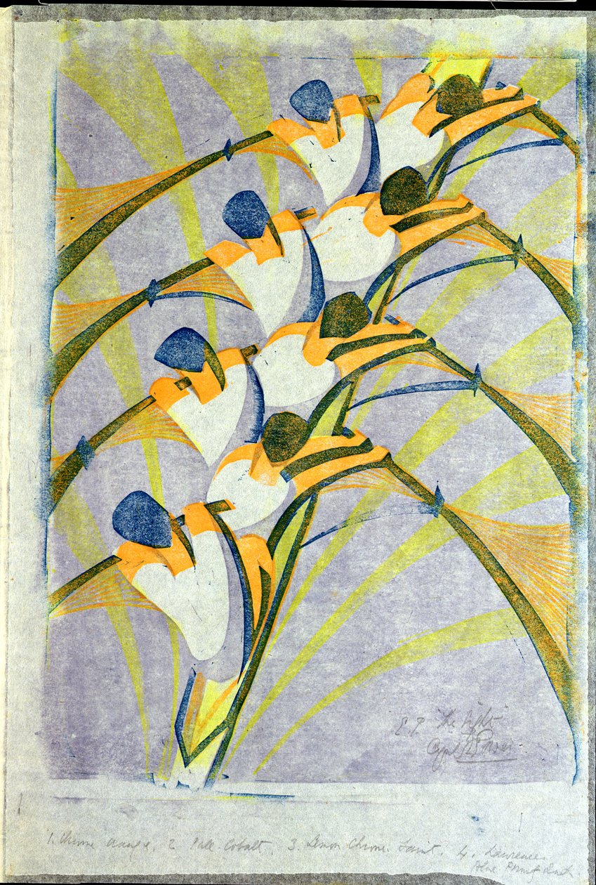 The Eight, n. 1930 (linoleikkaus) tekijältä Cyril Edward Power