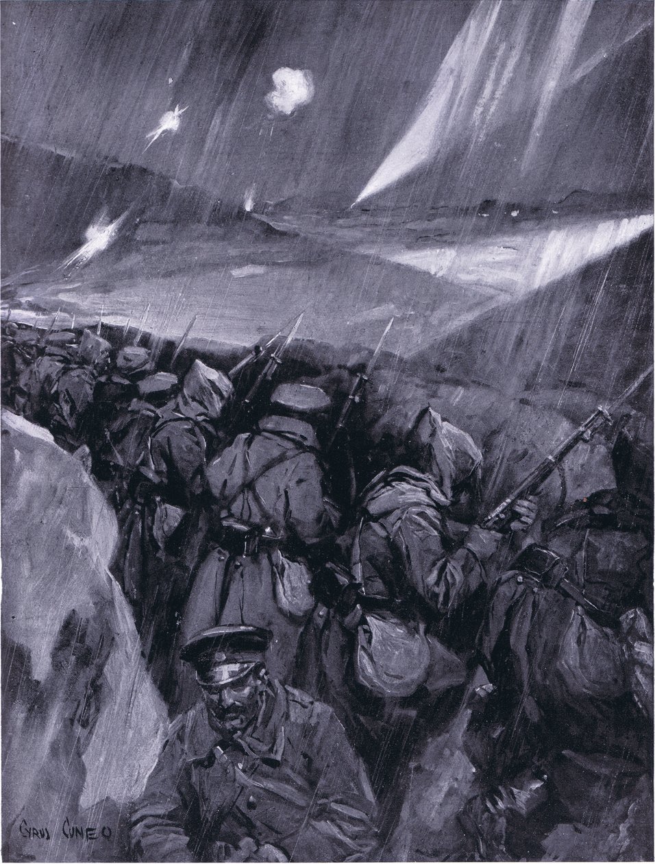 Bulgarialaiset piirittävät Adrianopolia 1912-1913, kuva Hutchinsonin kansakuntien historiasta VOL 4 c.1920-luku tekijältä Cyrus Cuneo