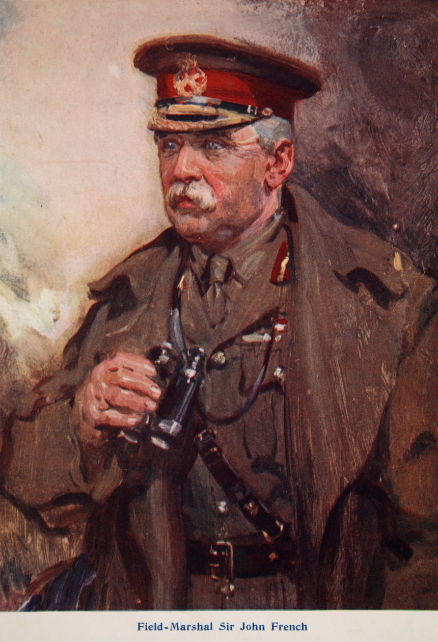 Kenttämarsalkka Sir John French, kuvitus teoksesta "Told in the Huts: The YMCA Gift Book", julkaistu 1916 tekijältä Cyrus Cuneo