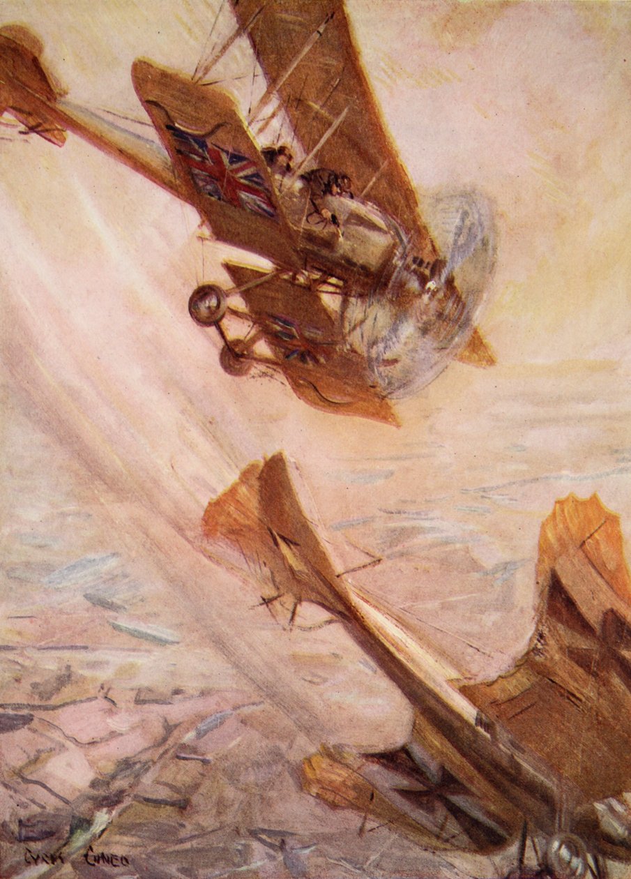 Kuvitus "Told in the Huts: The YMCA Gift Book", julkaistu 1916 tekijältä Cyrus Cuneo