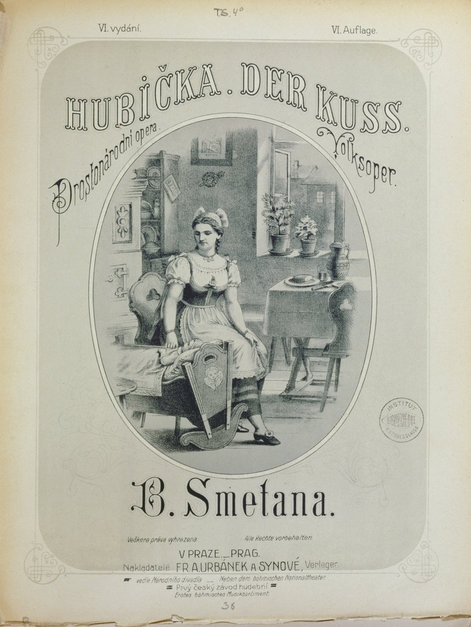Kansi Bedrich Smetanan (1824-84) Suudelman partituurista tekijältä Czech School
