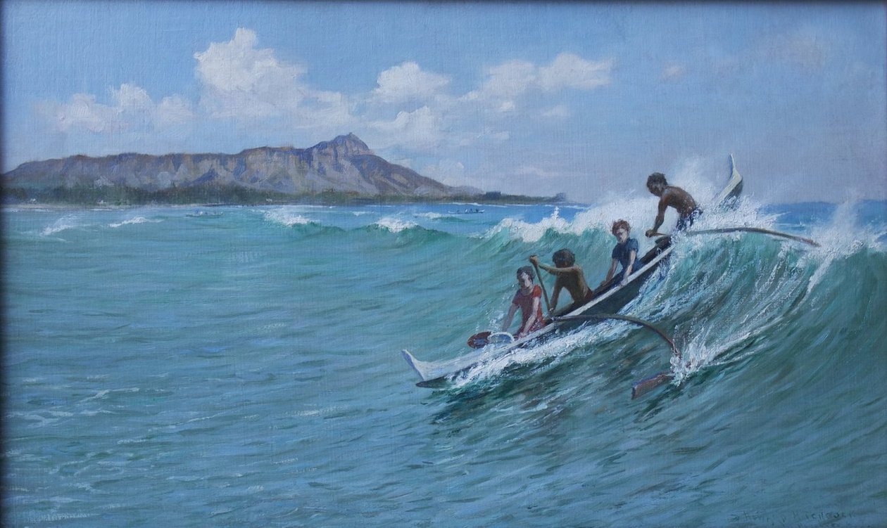Kanoottisurffaus, Waikiki tekijältä D. Howard Hitchcock