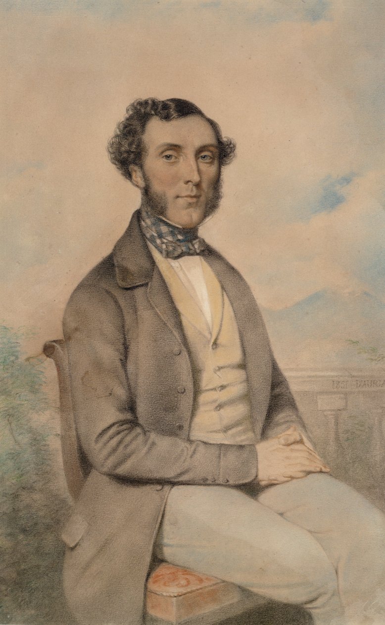 Istuvan herrasmiehen muotokuva, 1851 (pastelli paperille) tekijältä DAuria