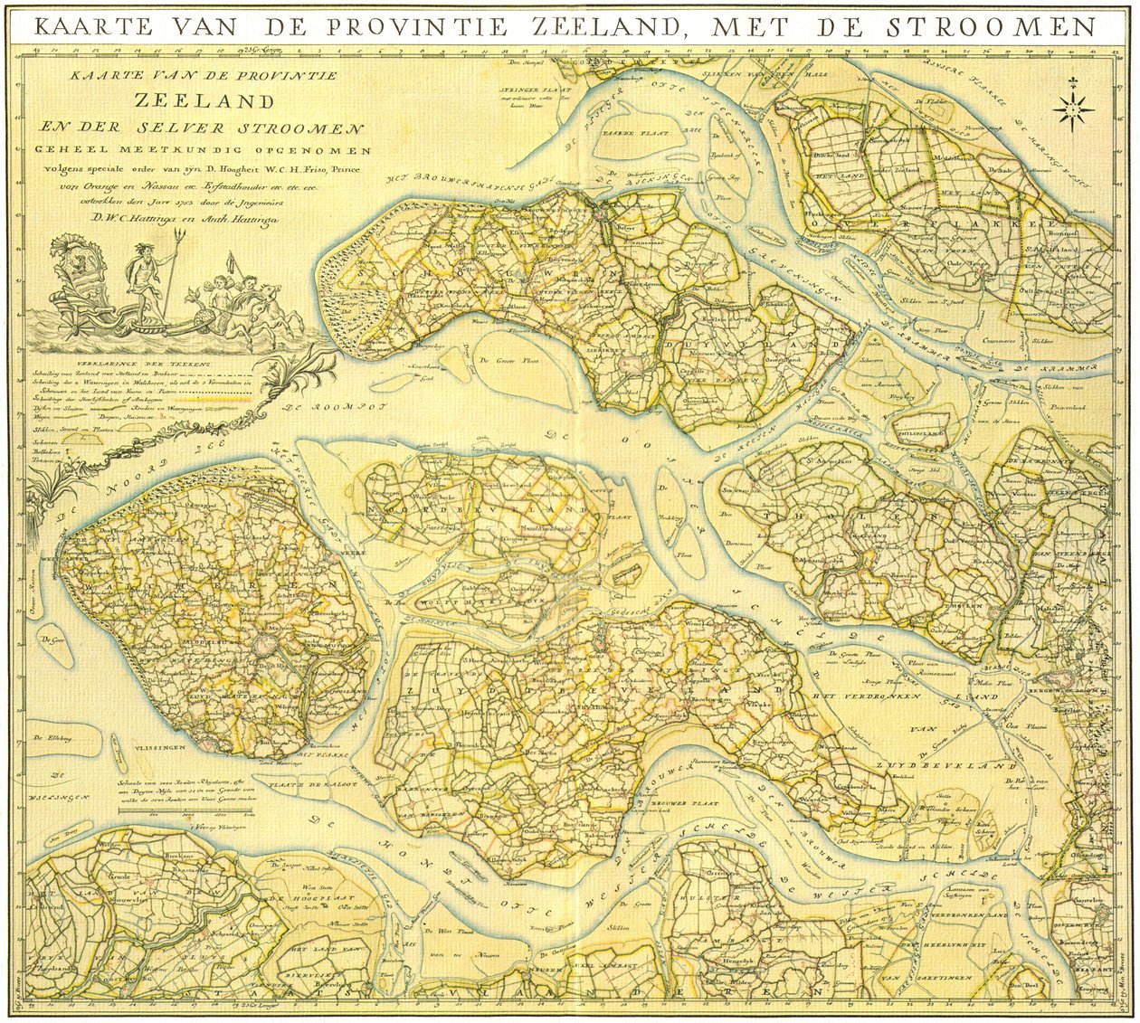 Kaart van Zeeland, noordelijk deel tekijältä DWC and A Hattinga