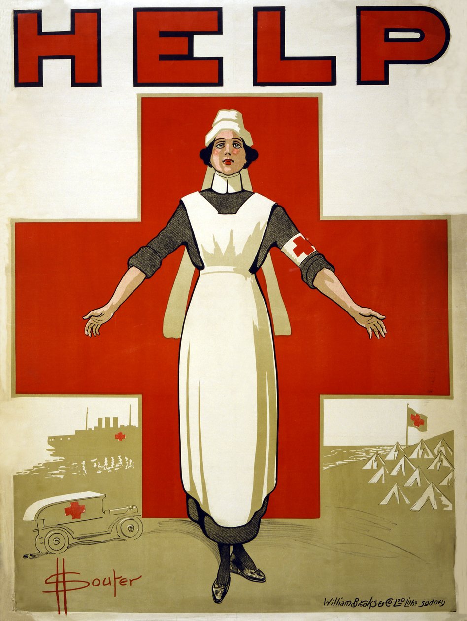 Kampanjajuliste Australian Punaisen Ristin Ohje, pub. 1914-18 tekijältä D. H. Souter