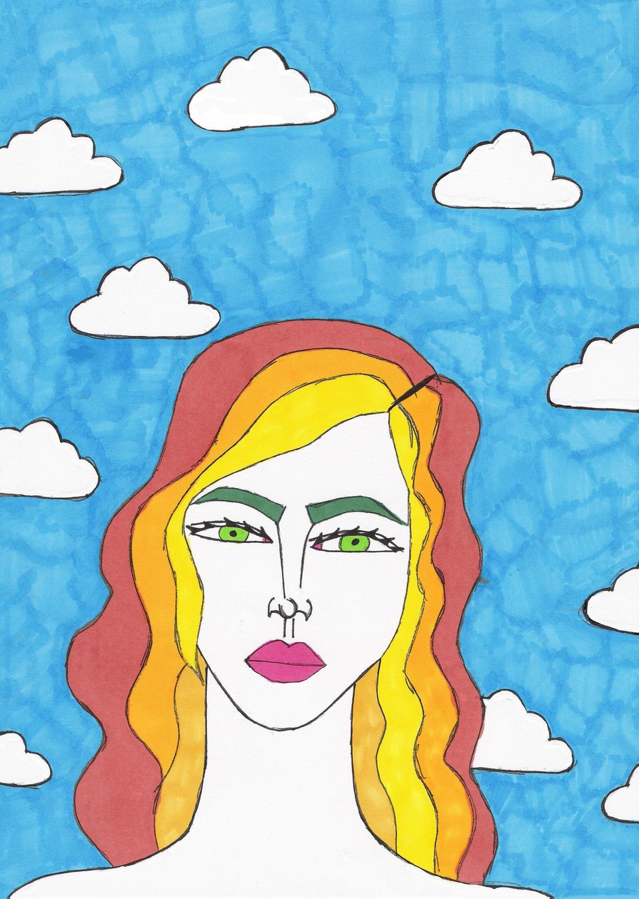 Blue Sky (huopakynä paperille) tekijältä Daisy de Villeneuve