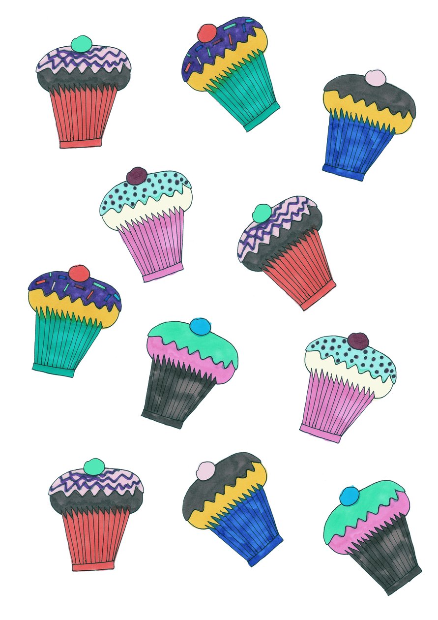 Cupcakes, 2017 (huopakynä paperille) tekijältä Daisy de Villeneuve