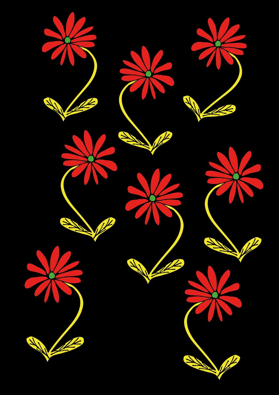Daisies Repeat Musta tausta (digitaalinen) tekijältä Daisy de Villeneuve