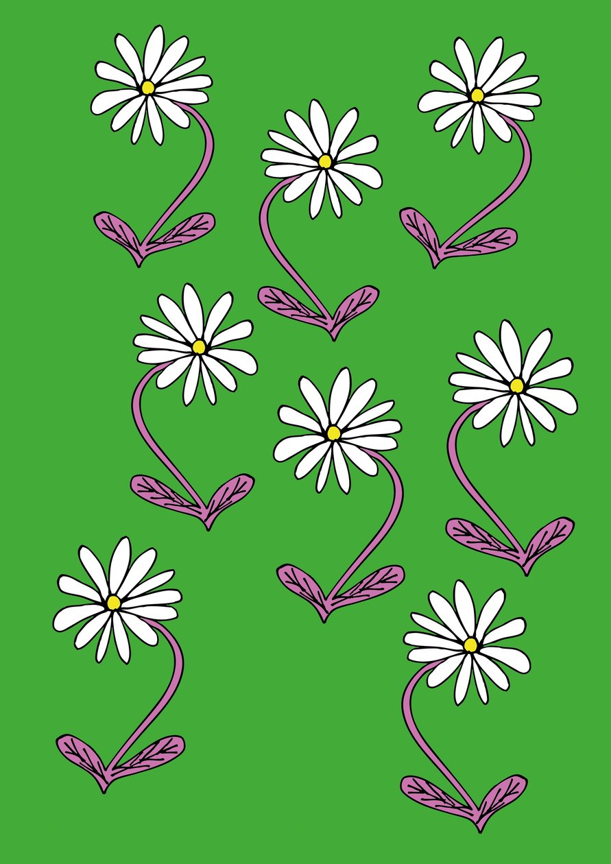 Daisies Repeat Vihreä tausta (digitaalinen) tekijältä Daisy de Villeneuve