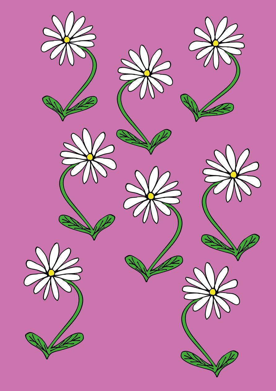 Daisies Repeat vaaleanpunainen tausta (digitaalinen) tekijältä Daisy de Villeneuve