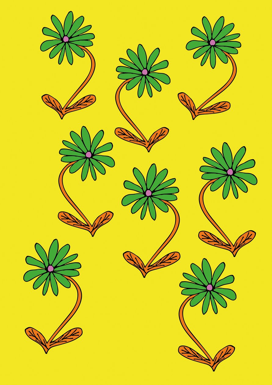 Daisies Repeat Keltainen tausta (digitaalinen) tekijältä Daisy de Villeneuve