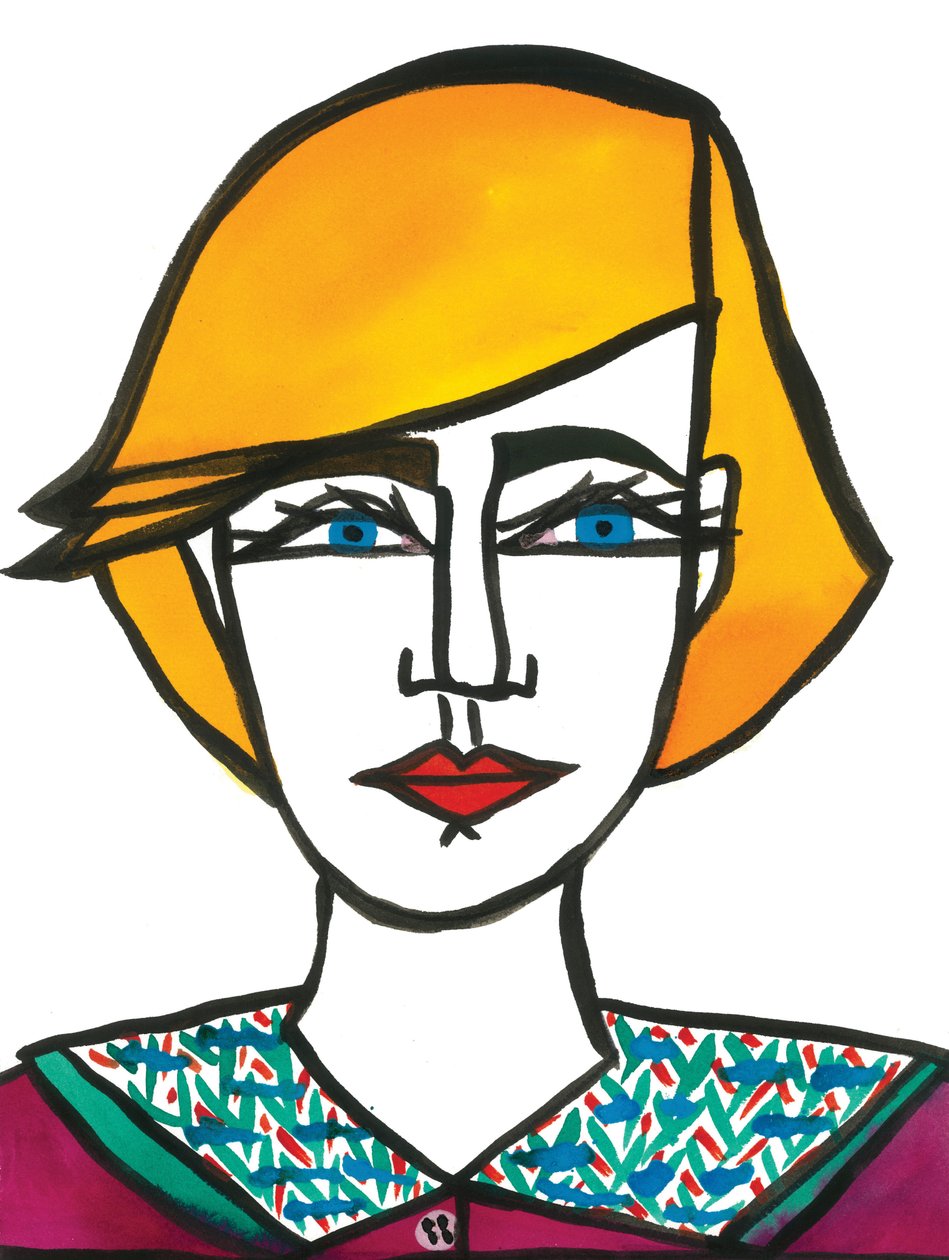 Princess Di Hair, 2024 (kynä ja maali paperille) tekijältä Daisy de Villeneuve