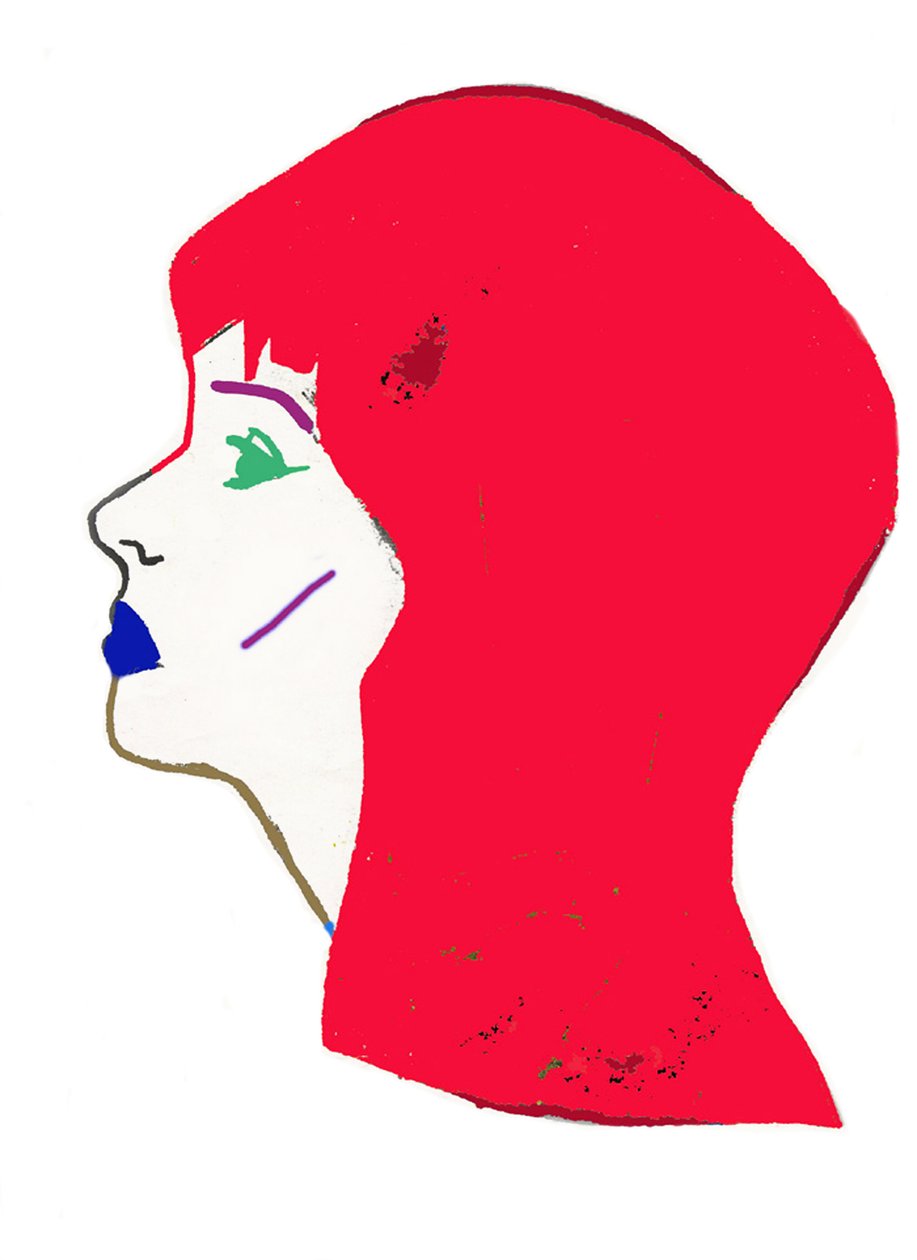 Red Head, 2017 (huopakynä ja photoshop paperille) tekijältä Daisy de Villeneuve