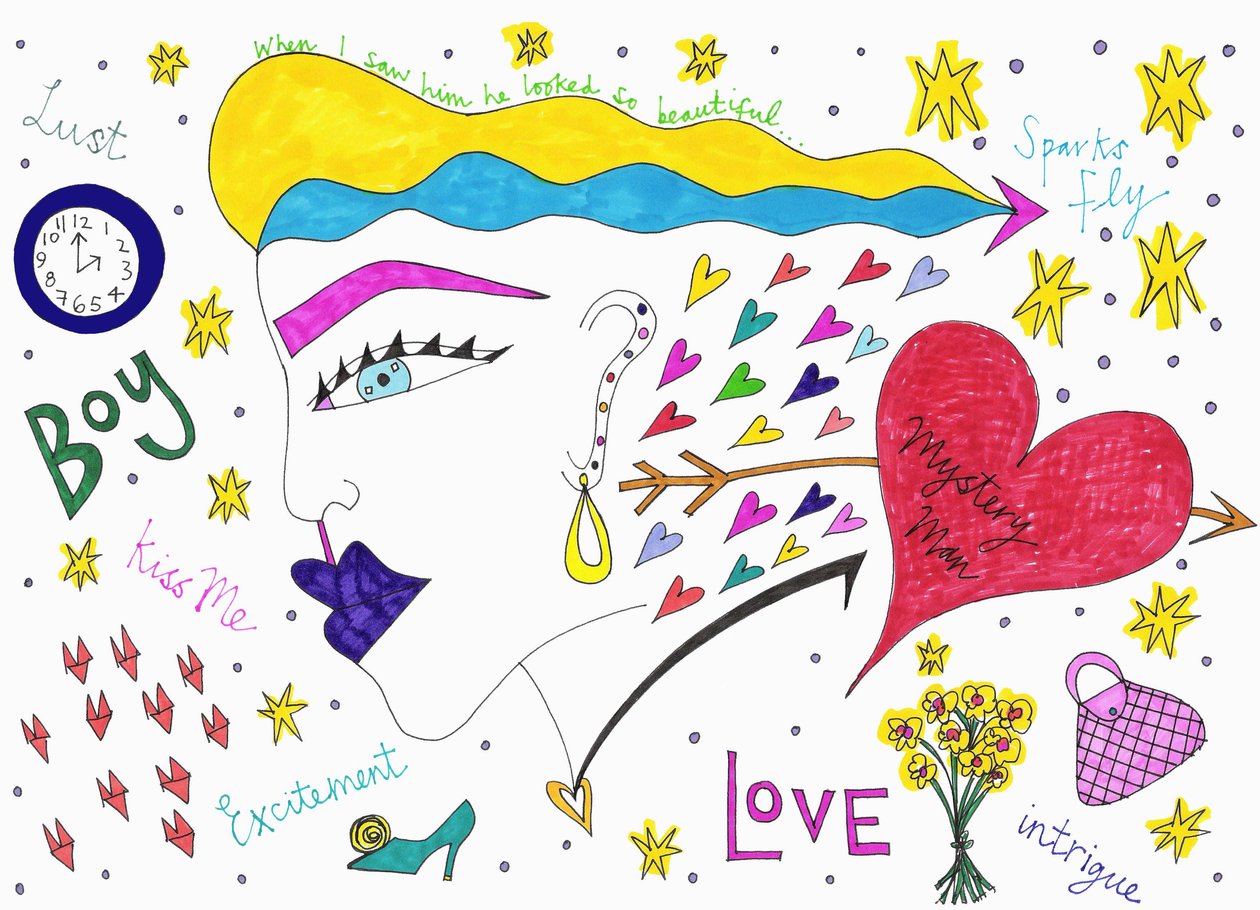 Sparks Fly, 2017 (huopakynä paperille) tekijältä Daisy de Villeneuve