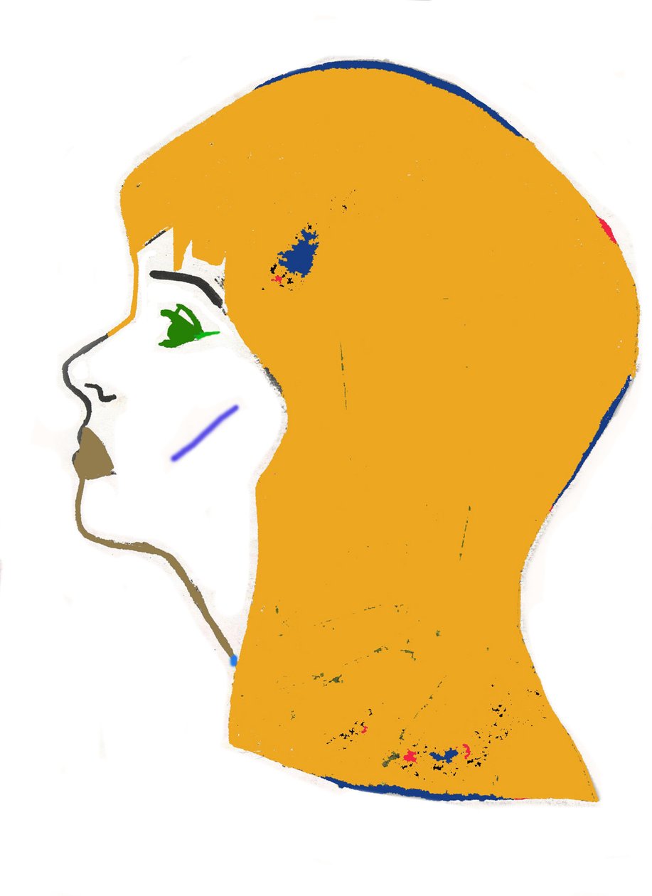 Keltainen pää,2017 (huopakynä paperille) tekijältä Daisy de Villeneuve