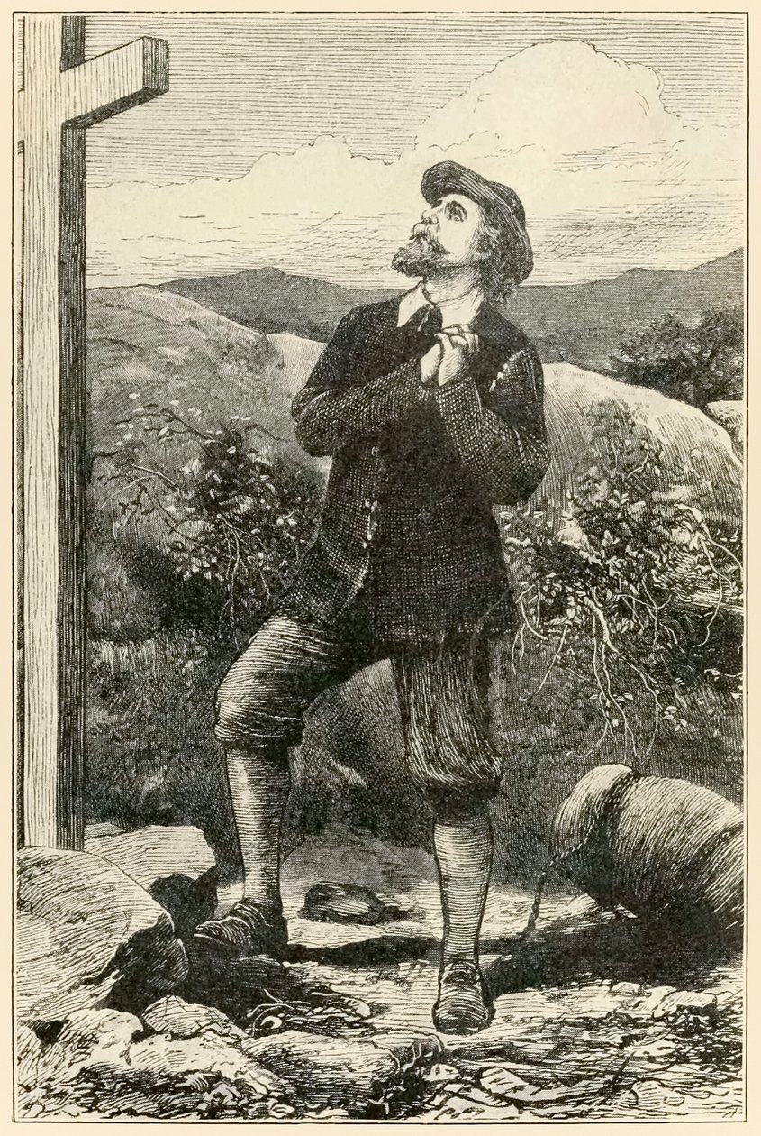 Kristitty ristin edessä" John Bunyanin "Pilgrim":n edistymisestä tästä maailmasta, siihen, mikä on tuleva tekijältä Dalziel Brothers
