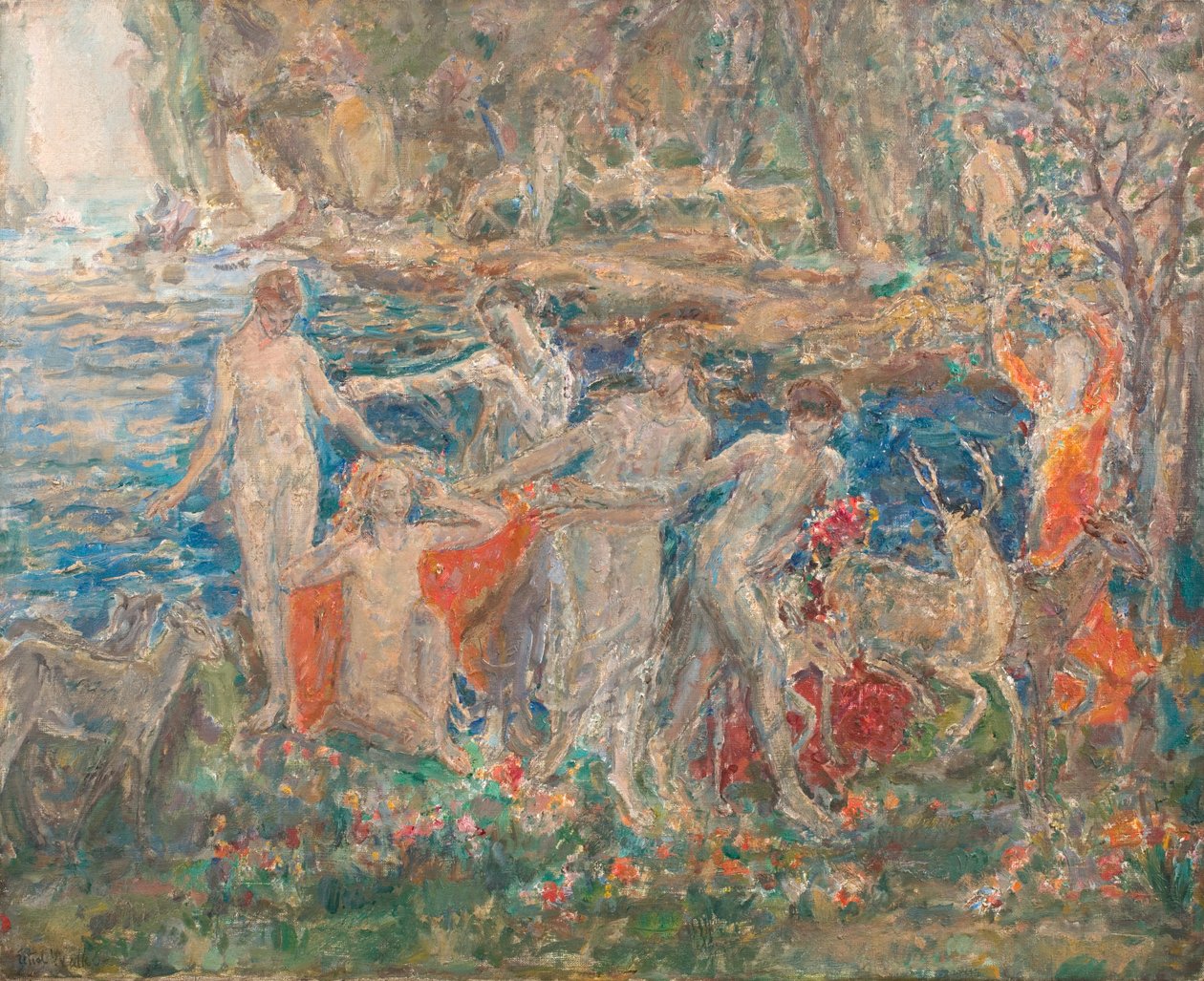 Kevään koristelu: 1924 (öljy kankaalle). tekijältä Dame Ethel Walker