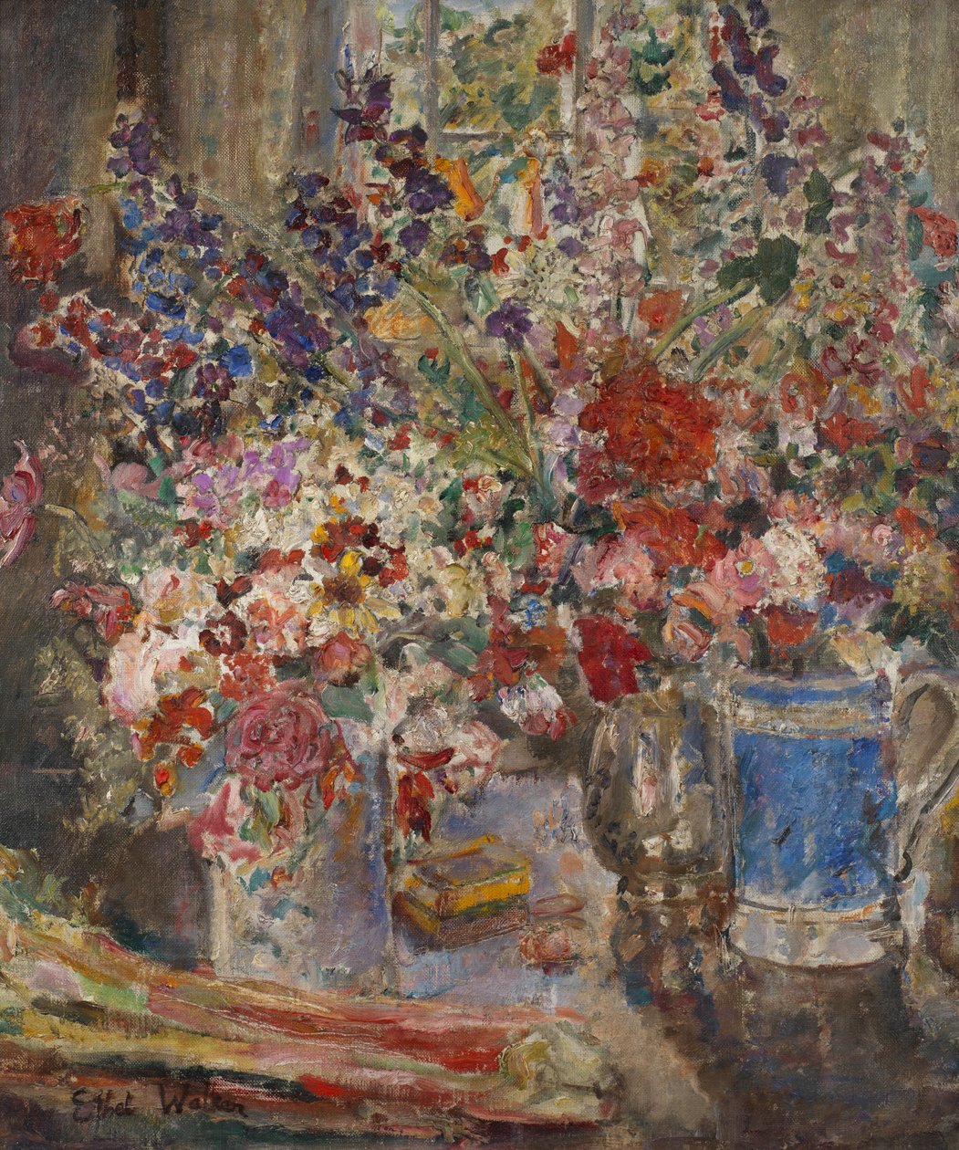 Flower Piece No. 4, n. 1928-29 (öljy kankaalle) tekijältä Dame Ethel Walker