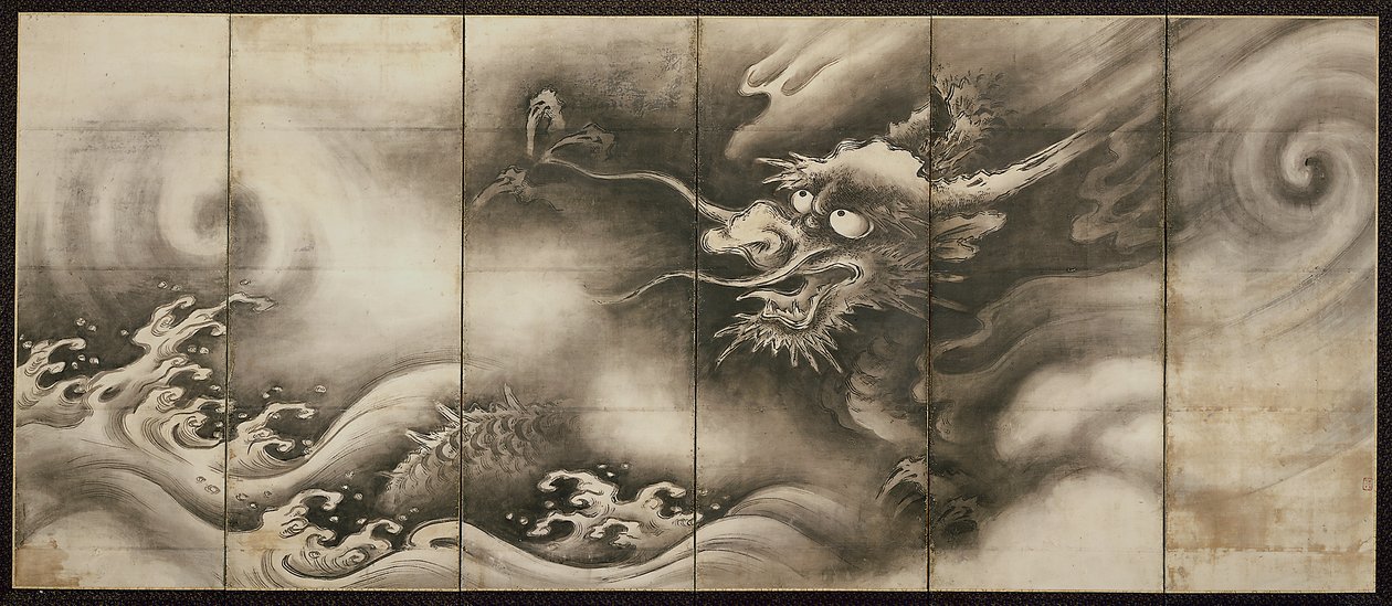 Dragon [oikealla parista Dragon and Tiger], 1500-luvun puoliväli (muste paperille) (katso myös 6114495) tekijältä Dōan Yamada
