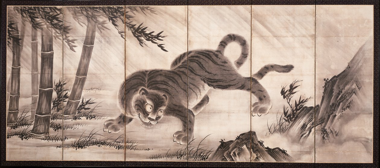 Tiger [vasemmalla parista Dragon and Tiger], 1500-luvun puoliväli (muste paperille) (katso myös 6114494) tekijältä Dōan Yamada