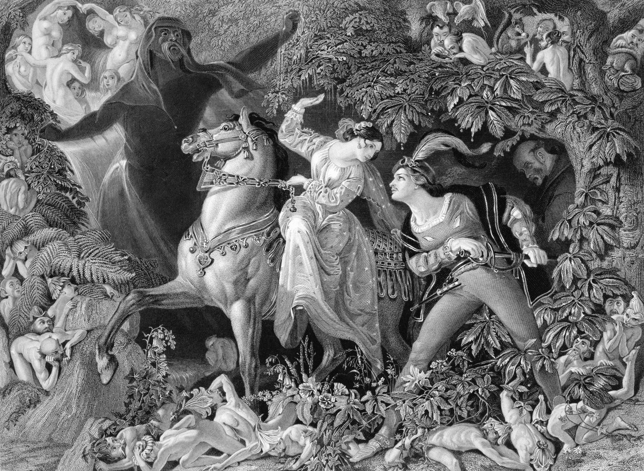 Undiini, kaiverrus Charles W. Sharpe (1818-99) 1855 tekijältä Daniel Maclise