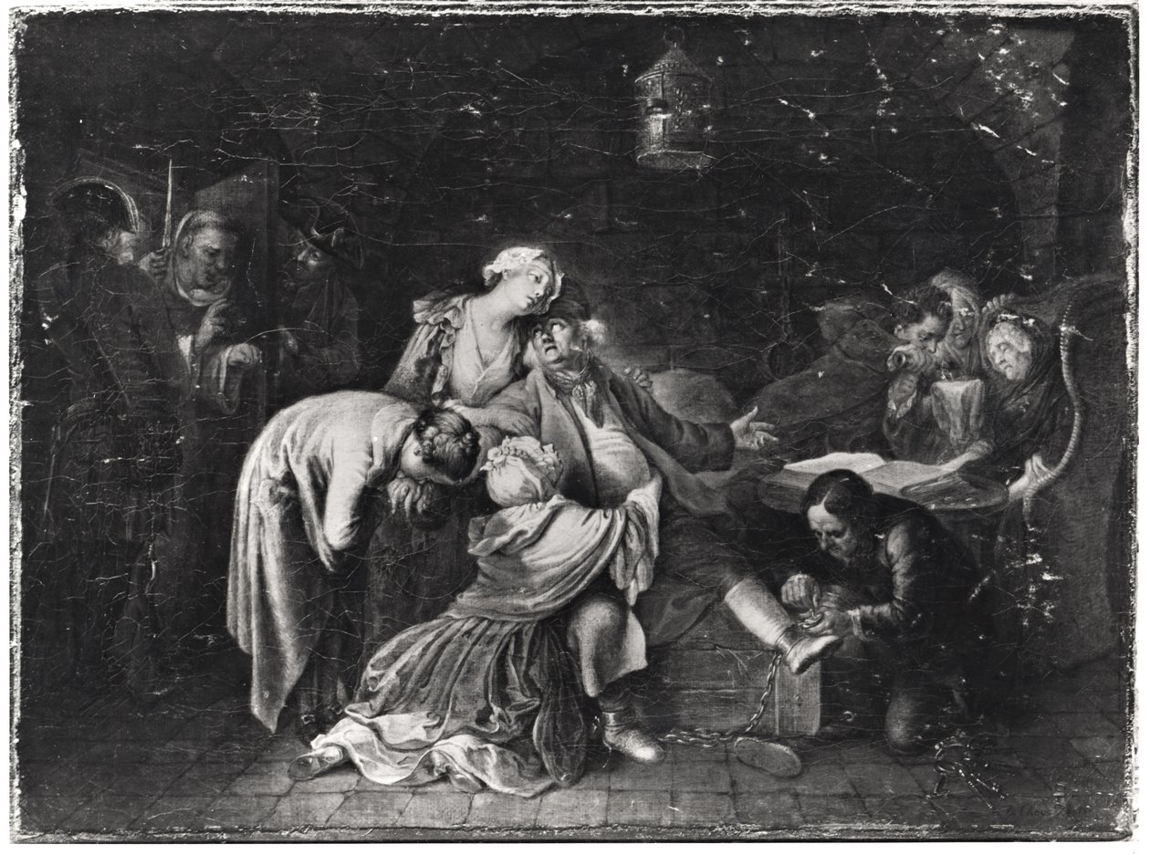 Jean Calas (1698-1762) jättää hyvästit perheelleen tekijältä Daniel Nikolaus Chodowiecki