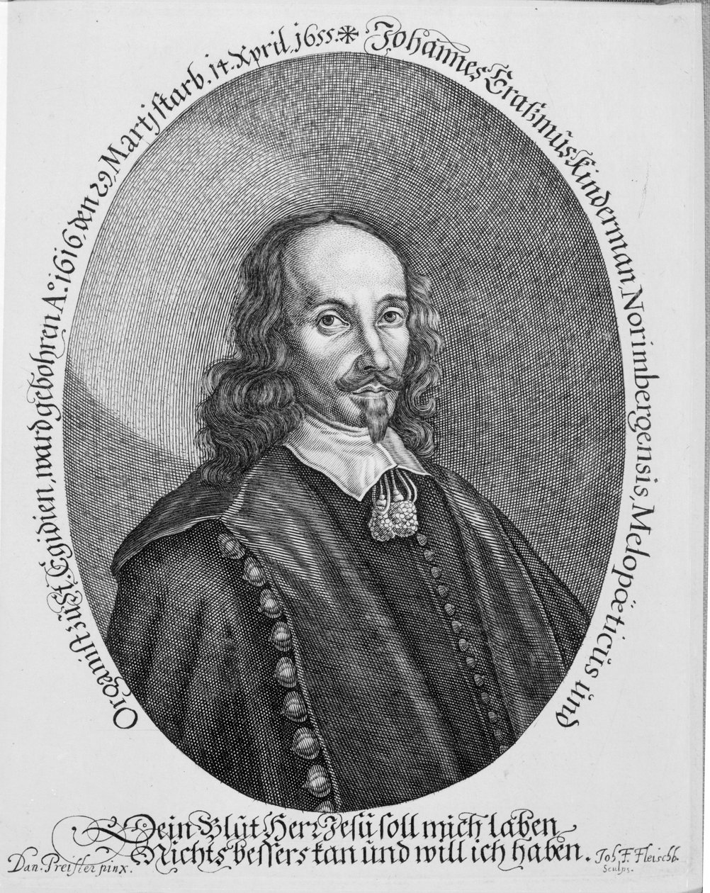 Johannes Erasmus Kindermann, kaiverrus Johann Friedrich Fleischberger tekijältä Daniel Preissler