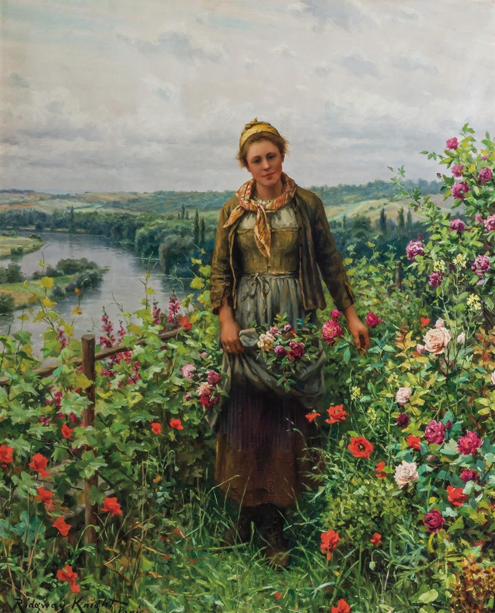 Neito puutarhassaan tekijältä Daniel Ridgway Knight